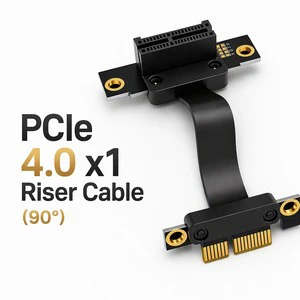 90 Degree Right Angle PCIe 4.0 X1 Extension Cable 16Gbps High Speed Riser Cord Shielded Flexible ITX Vertical Expansion Mount