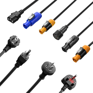 SHEHDS Professional Stage Lighting Power Cable 1m 2m 3m 5m 10m Blue Yellow IEC C13 PowerCon Cord For LED Par Moving Head