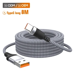 Custom 8M Long USB Type-C Nylon Braided Data Cable For Web Camera Charging With Pure Copper Conductor