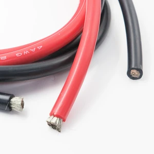Custom Battery Cable 4/0 2/0 1/0 Tinned Copper Flex Cable 00 0 Awg Black Red High Current Ofc Power Ground Cable Wire