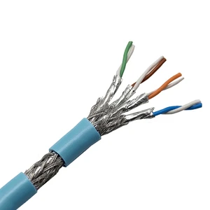 10 Gigabit Industrial Ethernet Cable Shielded S/FTP Ethernet 26AWG Cat8 Lan Cable Rj45 Customized Blue Rs485 Cable Price 34 Roll