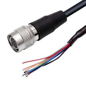 HR10A-10P-12S 12 Pin Female Shielded Copper Conductor Hirose High Frequency PVC Outer Insulation Black Trigger Line Cable