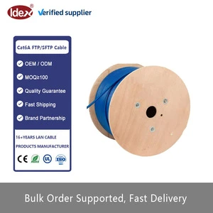 IDEX Cat6A SFTP/FTP Ethernet Cable Blue Plenum 550MHz Bulk 1000ft 23AWG 8-Conductor CCA/Pure Copper CMP CMR Communication Cable