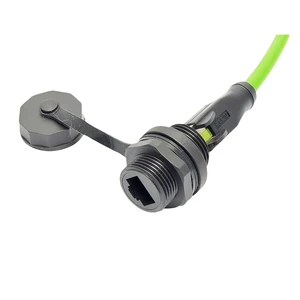 Network Extension Cable RJ45 Copper Contact IP67 Waterproof CAT5e CAT6 Straight-through Female Socket