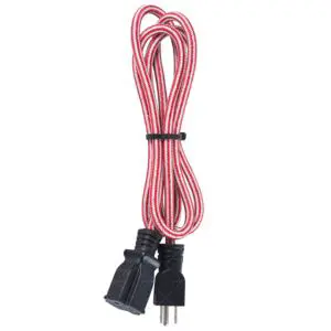 Linsheng 12FT 3 Prong Fabric Power Extension Cord With Flexible Cable Use In Office, Travel Or Home Braided Extension Cord With Locking