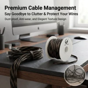 YIVO/OEM 12mm Customizable PET Nylon Anti-Vibration Braided Sleeve, Expandable Mesh Cable Protector, Auto & Household Wiring