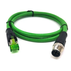 Industrial Ethernet Cable M12 4 Position D-coded Male to RJ45 Male Shielded Cable