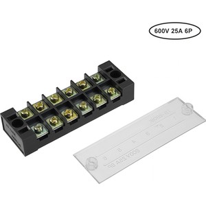 3 4 5 6 8 10 12 Position Fork Terminal Strip 15A/25A/45A Max 600V, Dual Rows Cable Barrier Terminal Block with Insulating Cover