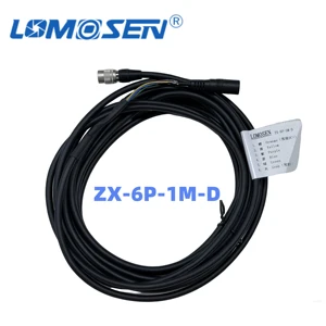 Lomosen ZX-6P-1M-D Industrial Camera Cable 6Pin P7 Options Static I/O DC 30VDC Power Metal Core PVC Coating 5.0mm Diameter