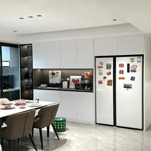 Quiet Luxury Modular Buffet Cabinet Seamless Embedded Refrigerator Custom Whole House Furniture for Modern Villa Dining