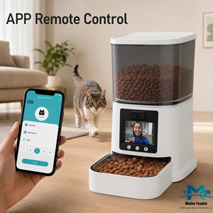 Portable 5L Automatic Pet Feeder Camera 150 Wide Angle Remote APP Control Dual-Power (Electric/Battery) Programmable Timer for