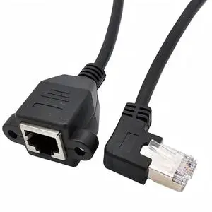 RJ45 Panel Mount Coupler Ethernet Male Female Extension Cord Screw Lock Cat5e Twisted Pair Patch Cable for Computer PVC Jacket