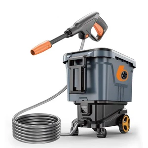 Max 80Bar Car Washer Water Gun With Mobile Bucket LIthium Battery Cordless Wireless High Pressure Portable Car Washer Machine