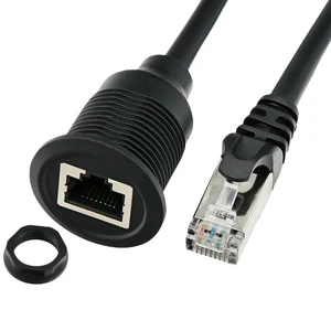 Auto Ethernet RJ45 Male Female Extension Cable Cat5e Patch Cord Braid Two-Way Radio Flush Mount Flush Mount for Car Dash LAN