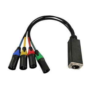 DAJIANG OEM Customized 4 in 1 Professional RJ45 Female 4 XLR Male Audio Adapter DMX Network Data Extension Cable PVC Copper