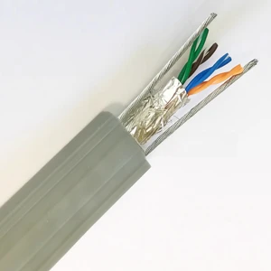 China Factory Supply Industrial Copper PE Insulation Elevator Network Power Flat CCTV Camera Cable with CAT6