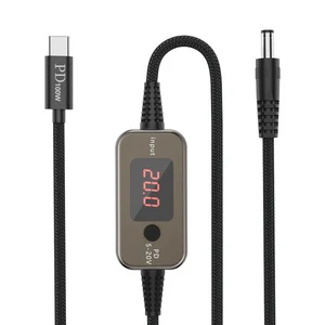 PD Trigger Cable 5-12-20V Adjustable Voltage, Type-C Male to DC, Fast Charging Cable for Optical Modem, Router & Laptop