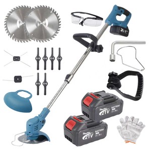 21v Lithium-Ion Weed Wacker Cordless Battery Powered Lawn Edger String Grass Trimmer with Metal Blade