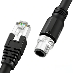 M12 X-Code 8-Pin to RJ45 10GigE Vision S/FTP Industrial Ethernet Cable