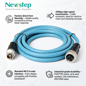 M12 X Coded 8 Pin To RJ45 Cat6A Gigabit Ethernet Cable 10Gbps IP67 Waterproof Drag Chain Cable For Machine Vision Camera Robot