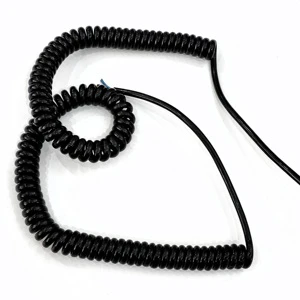 Black PU Spring Power Cord. Spring Wire for Large Machinery and Equipment.