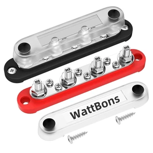 Marine Battery Ground Bus Bar Terminal Block 12V-48V 150A M8 Screw Stud Automotive Car Boat Power Distribution Block with Cover