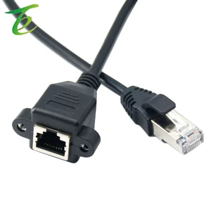 RJ45 network extension cable with screw holes, Category 5 network cable extension cable, male-to-female with ears, Cat5E