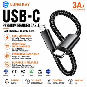 LUNG KAY USB4 Cable 40Gbps 240W PD3.1 EPR Fast Charging 8K 60Hz Video Thunderbolt 4 Compatible E-Marker Nylon Braided