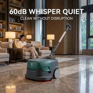 CleanHorse K1 Low Noise Auto Floor Scrubber 60dB Ultra Quiet 15 Inch 24V Lithium Battery for Hospital Hotel Office School