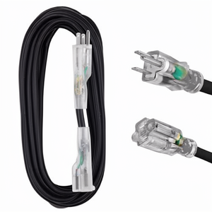 50 Ft Black Oil Resistant Industrial Equipment SJTW Heavy Duty Outdoor Extension Cord 12/3 Cable 3 Prong Grounded Plug IP44 US