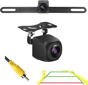2 in 1 AHD 1080P Trajectory License Plate Backup Camera for Car, Truck, SUV Minivan Pickup, Rear View License Plate Frame Camera