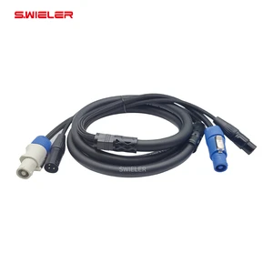 Custom High Quality 20a Power and Dmx Hybrid Cable Long 2/3/5/10/20/30 Meter 10/32/100ft Professional Power Signal Hybrid Cable