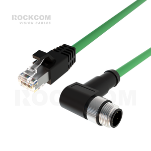 M12 D-Coded 4-pin Male Right Angle to RJ45 High Flex Optional Industrial Profinet Cable Industrial Camera