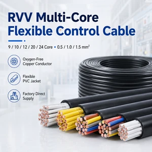 OEM RVV Oxygen-Free Copper Multi Core Control Cable Soft Sheathed Power Wire 9 10 12 20 24 Core 0.5 1 1.5mm2 for Automation