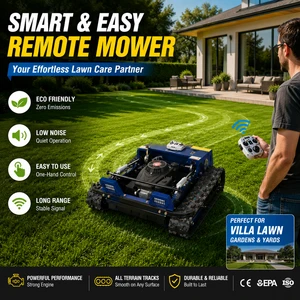 Cordless Electric Remote Control Lawn Mower with Long Battery Life and RC Tracked Kit for Smart Home Garden Grass Cutting