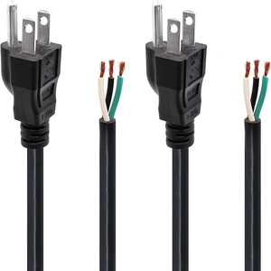 6ft SJT 18 Gauge 3 Wire US Replacement Power Supply Cord Pigtail Cable 110V 125V 120V Black Power Extension Cord