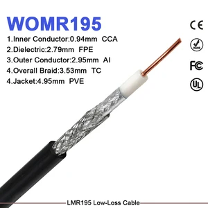 Low Loss LMR195 RF Coaxial Cable 50Ohm, Antenna Extension Jumper for Cellular Base Station & Wireless Network Project