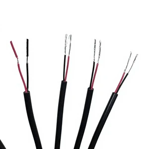 24AWG 2 Core Copper Conductor Black PVC Jacket OD4.0mm Multi-Core Flexible Control Cable Electronics Signal Transmission