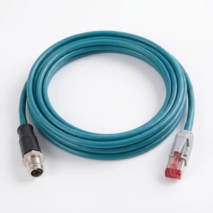X-Coded M12 RJ45 Ethernet Cat6a Cable 8 Pin Industrial Camera IP67 Waterproof Double Shielded S/FTP 10Gbps Power