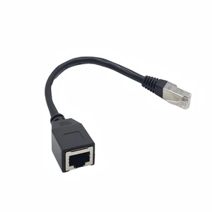 Metabee Cat5e RJ45 Solid Copper Shielded Ethernet Extension Cable Panel Mount 8P8C Network Jack Coupler Strain Relief Black