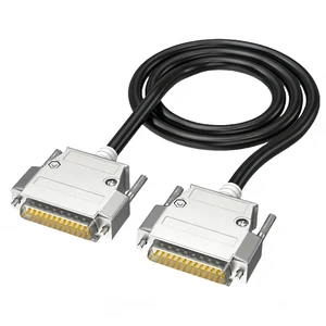 DB25 Male To Male RS232 Serial Cable 25-Pin D-Sub Copper Conductor Stranded Shielded Die-Cast Metal Hoods