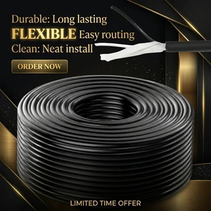 2 Core Round PVC Insulated Bare Copper Wire 300V Unsheathed Flexible Electrical Cable Security System Installation