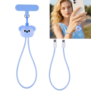 Beanlieve Koala Hand Wrist Strap 60W Fast Charging Cable USB C To USB C Braid Cable Anti-Loss Lanyard Phone Fast Charging Cable