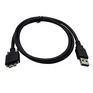 Micro USB 3.0 Industrial Camera Data Transfer Cable Double Shielded Braided Jacket Copper Conductor 30 AM to Micro B Screw-Fixed