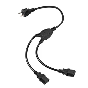 CE EU 3 Pin to 2 C13 Y Splitter to 2 Way Outlet PDU Adapter Straight Plug Power Supply Extension Cords for Data Server