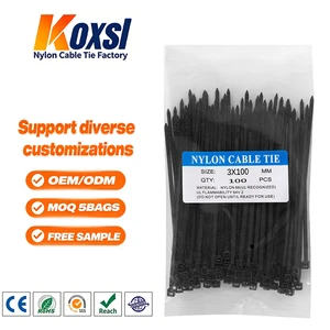 Self-Locking Nylon Cable Ties Plastic Zip Ties for Cable Management Black/White or Can Be Customized