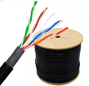 Waterproof Network Cable Roll 305m Outdoor UTP Cat5e With Wooden Reel For Internet
