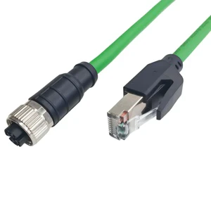 Hot Sale M12 to RJ45 Industrial Ethernet Cable IP67 Flexible Cable Stainless Steel Adapter Connector for Usedndustrial Camera