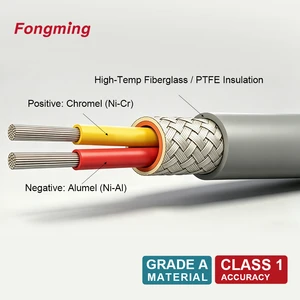 K Type Thermocouple Wire Fiberglass Insulated Sensor Cable With Stainless Steel Braid | K/J/T/E Available