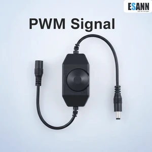 ESANN 6A Plug-in DC Cord 12V Black Common Cathode Inline Neon LED Light Manual Dimmer Knob Switch 72W Led Strip Controller